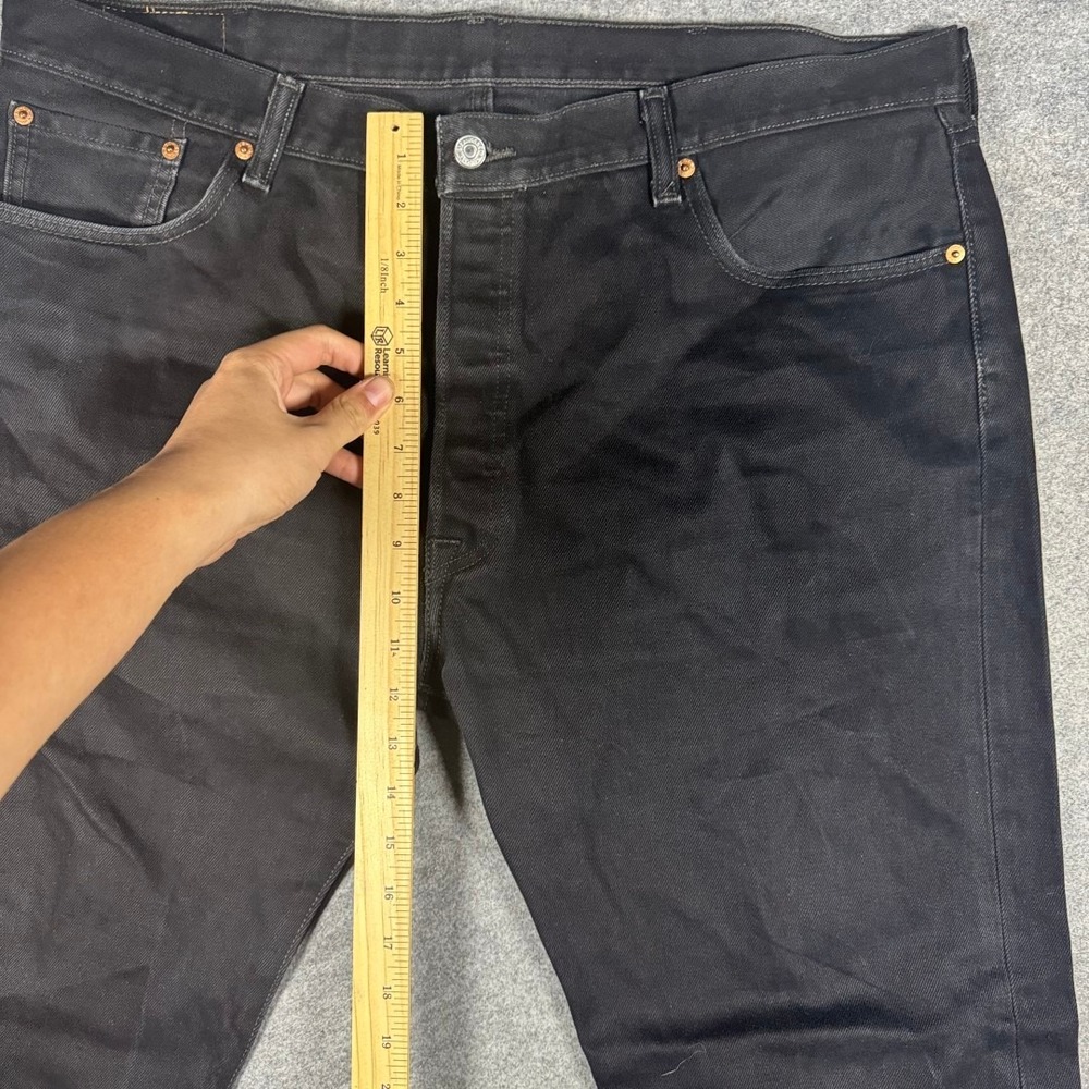 Levis 501 Original Fit Jeans Mens 40x28 Black Straight Leg Button Fly Denim - Picture 9 of 11